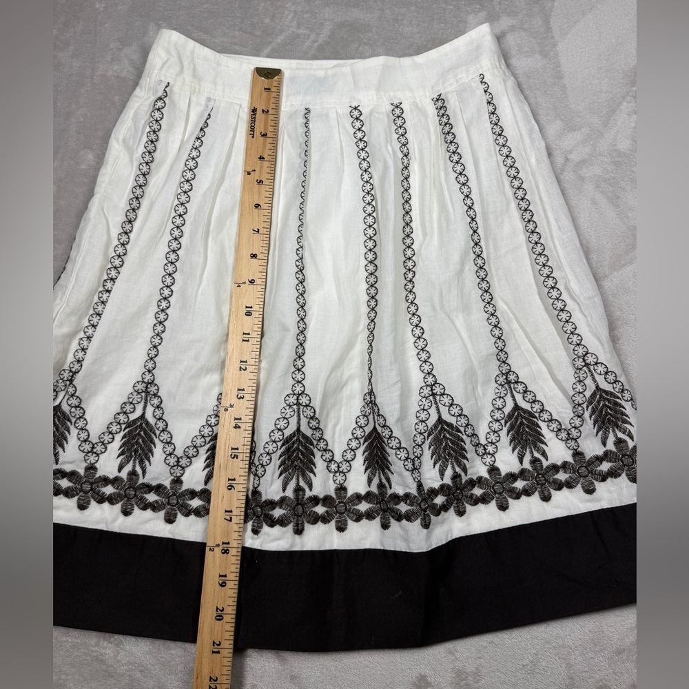 Ann Taylor Factory Boho A Line Cotton Embroidered Floral White Brown Skirt 0 - Picture 7 of 15